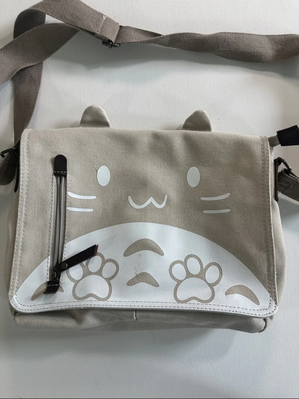Canvas Cute Cat Kitty Messenger Bag Girls Crossbody Bag Shoulder Bag